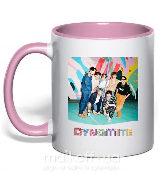 Чашка з кольоровою ручкою Dynamite k pop Ніжно рожевий фото