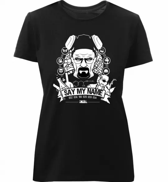 Женская премиум футболка Say my name Черный фото