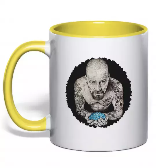 Чашка с цветной ручкой Heisenberg with blue Солнечно желтый фото