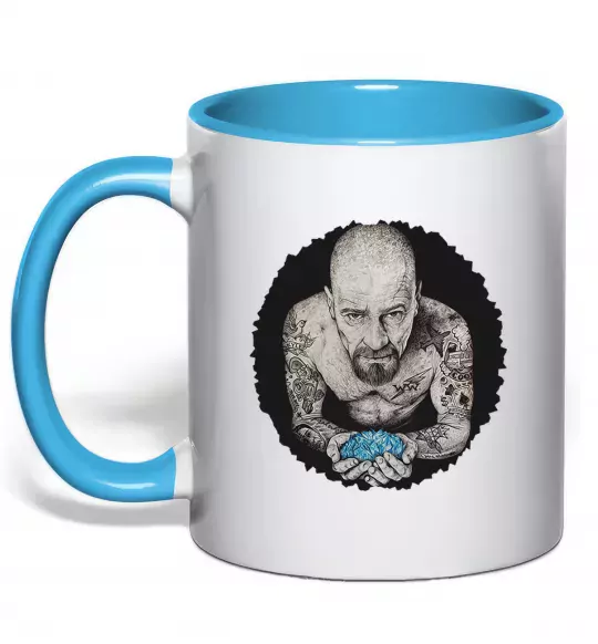 Чашка с цветной ручкой Heisenberg with blue Голубой фото