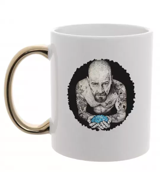 Чашка с цветной ручкой Heisenberg with blue Золото фото