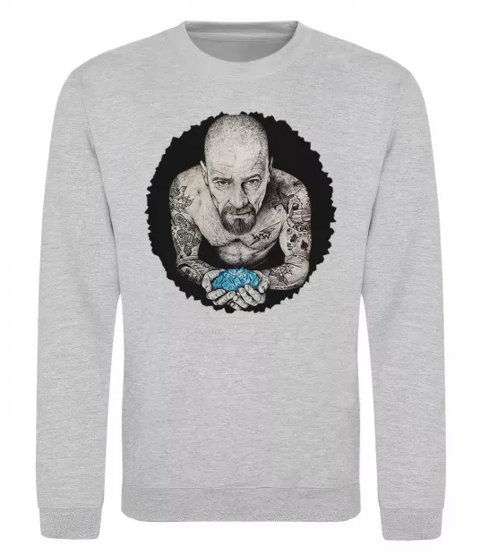 Свитшот Heisenberg with blue Серый меланж фото