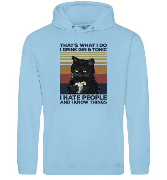 Мужская толстовка (худи) I hate people and i know things Голубой фото