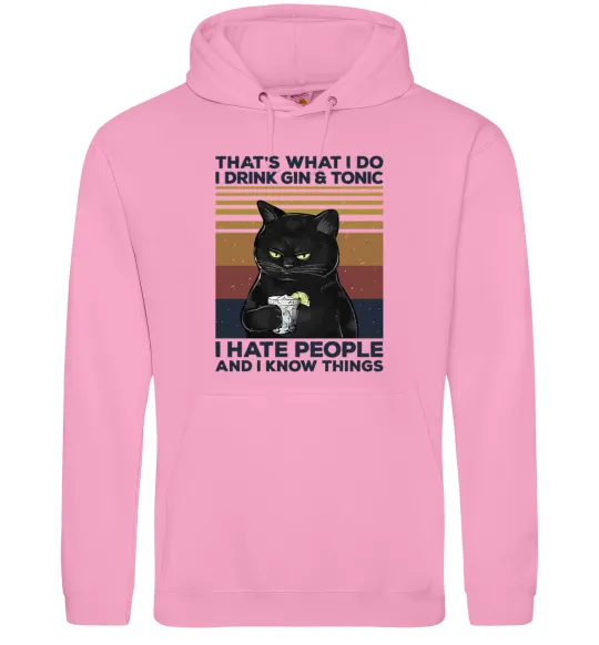 Женская толстовка (худи) I hate people and i know things Розовый фото
