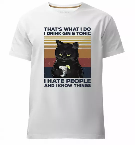 Мужская премиум футболка I hate people and i know things Белый фото