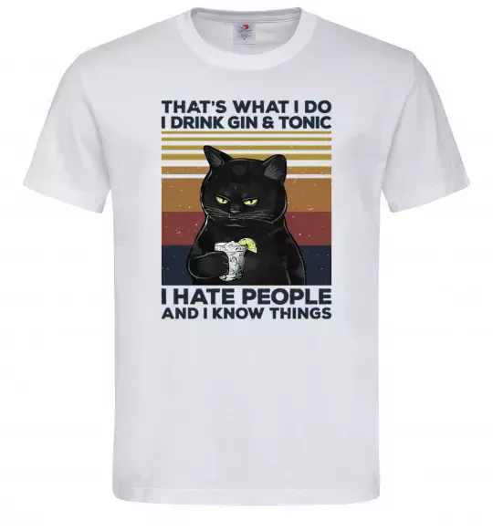 Чоловіча футболка I hate people and i know things Білий фото