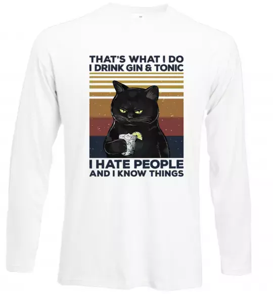 Лонгслів I hate people and i know things Білий фото