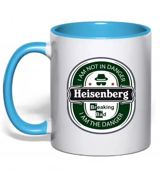 Чашка з кольоровою ручкою I am not in danger I am danger Блакитний фото