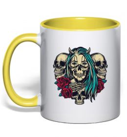 Чашка з кольоровою ручкою Girl and skulls Чашка з кольоровою ручкою Girl and skulls