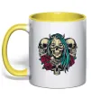 Чашка с цветной ручкой Girl and skulls Солнечно желтый Чашка с цветной ручкой Girl and skulls Солнечно желтый фото