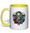 Чашка с цветной ручкой Girl and skulls Лимонный Чашка с цветной ручкой Girl and skulls Лимонный фото