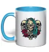Чашка с цветной ручкой Girl and skulls Голубой Чашка с цветной ручкой Girl and skulls Голубой фото