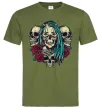 Чоловіча футболка Girl and skulls Оливковий фото