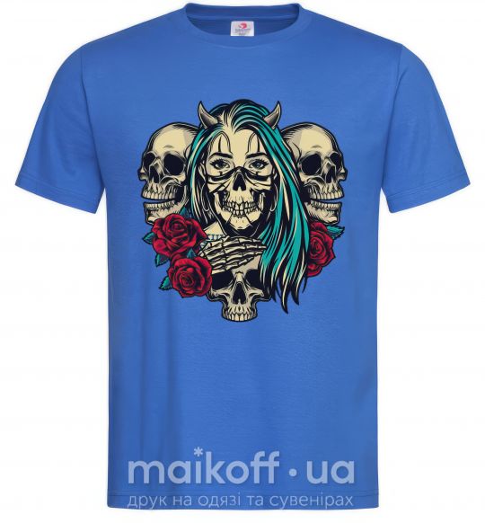 Мужская футболка Girl and skulls Ярко-синий фото