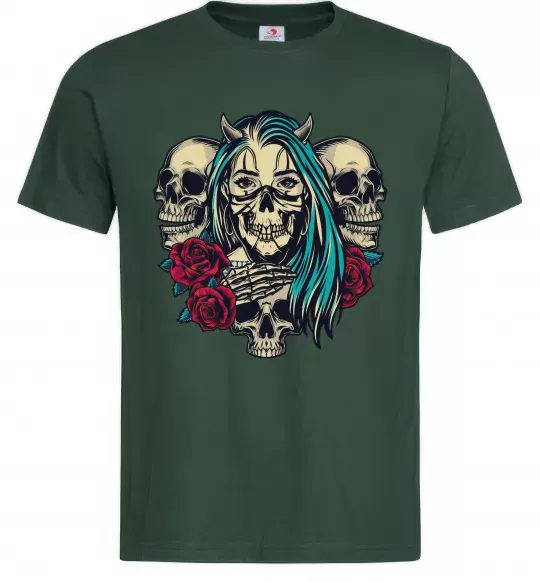 Чоловіча футболка Girl and skulls Темно-зелений фото