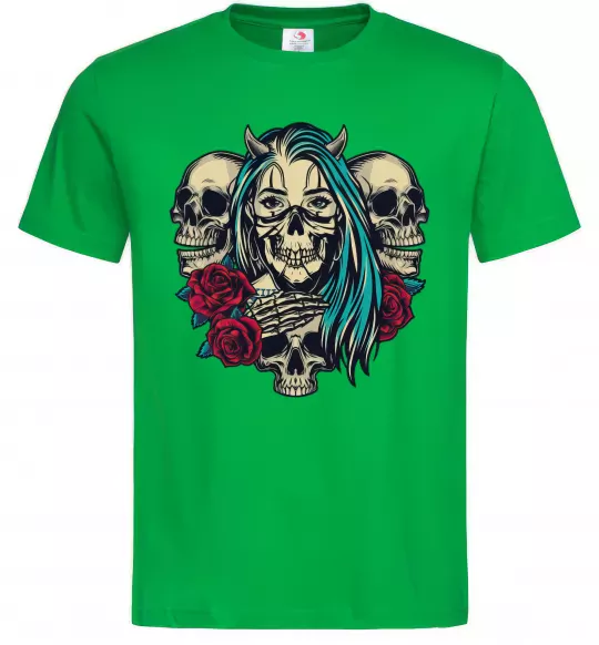 Чоловіча футболка Girl and skulls Зелений фото