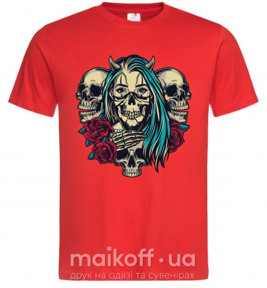 Чоловіча футболка Girl and skulls Червоний фото