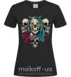 Жіноча футболка Girl and skulls Чорний фото