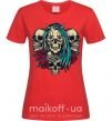 Женская футболка Girl and skulls Красный фото