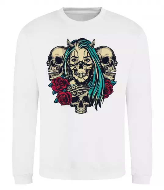 Світшот Girl and skulls Білий фото