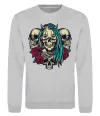Світшот Girl and skulls Сірий меланж фото