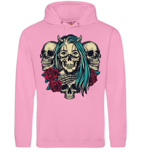 Чоловіча толстовка (худі) Girl and skulls Рожевий фото