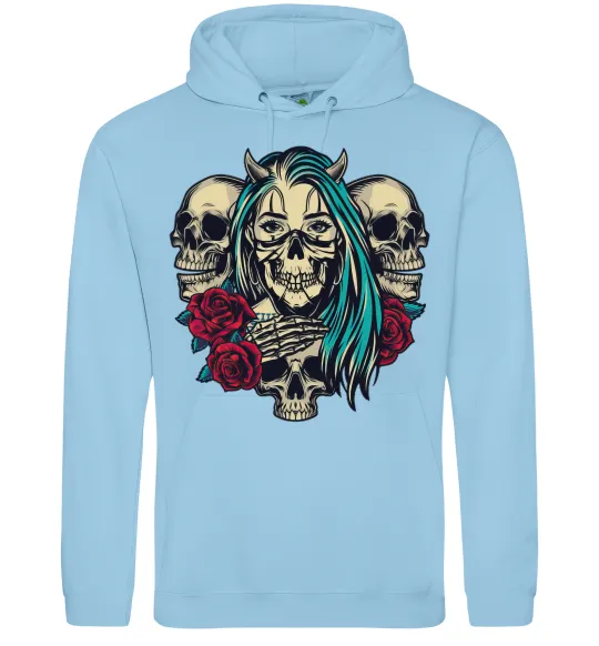 Жіноча толстовка (худі) Girl and skulls Блакитний фото
