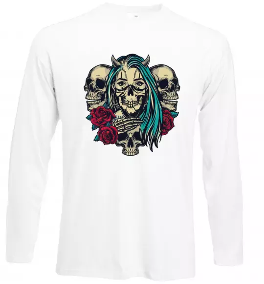 Лонгслів Girl and skulls Білий фото