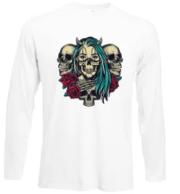 Лонгслив Girl and skulls Белый фото