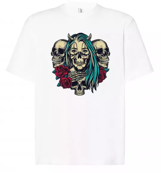 Футболка Оверсайз Girl and skulls Білий фото