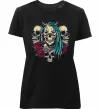 Женская премиум футболка Girl and skulls Черный фото
