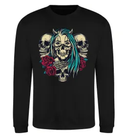 Світшот Girl and skulls Чорний фото