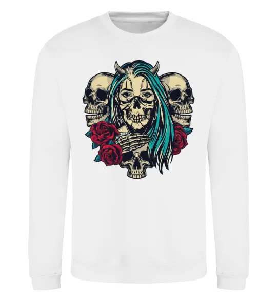 Світшот Girl and skulls Білий фото