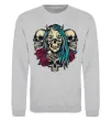 Світшот Girl and skulls Сірий меланж фото