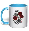 Чашка с цветной ручкой Santa Muerte and skull Голубой фото