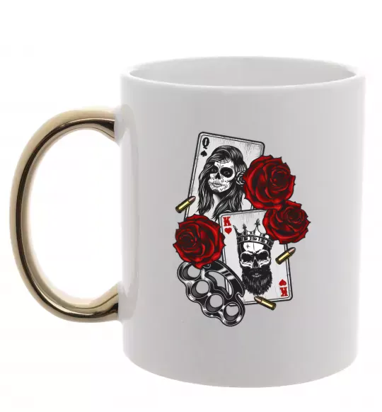 Чашка с цветной ручкой Santa Muerte and skull Золото фото