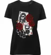 Жіноча преміум футболка Santa Muerte and skull Чорний фото