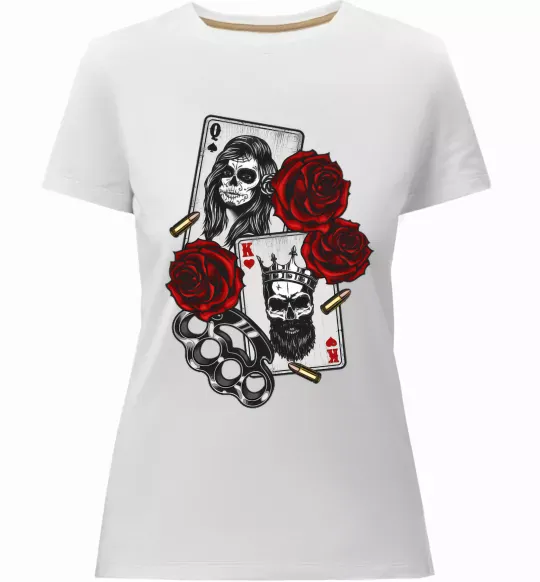 Жіноча преміум футболка Santa Muerte and skull Білий фото