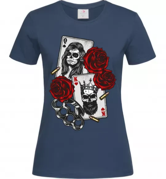 Женская футболка Santa Muerte and skull Темно-синий фото