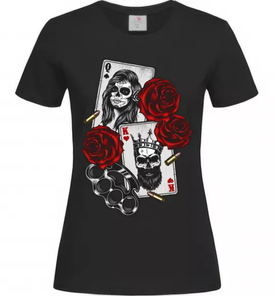 Женская футболка Santa Muerte and skull Черный фото