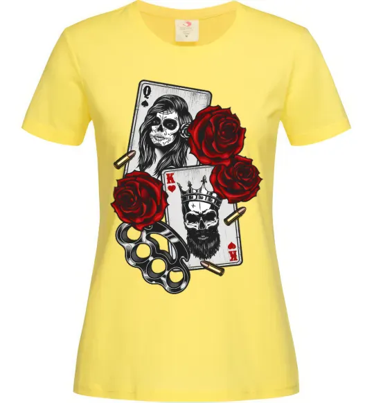 Женская футболка Santa Muerte and skull Лимонный фото