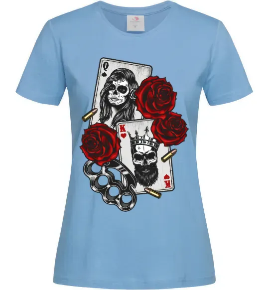 Женская футболка Santa Muerte and skull Голубой фото