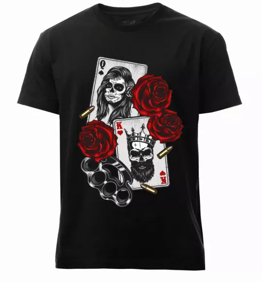 Мужская премиум футболка Santa Muerte and skull Черный фото