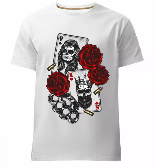 Мужская премиум футболка Santa Muerte and skull Белый фото