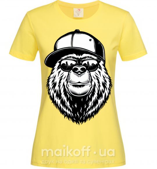 Женская футболка Bear in fullcap Лимонный фото