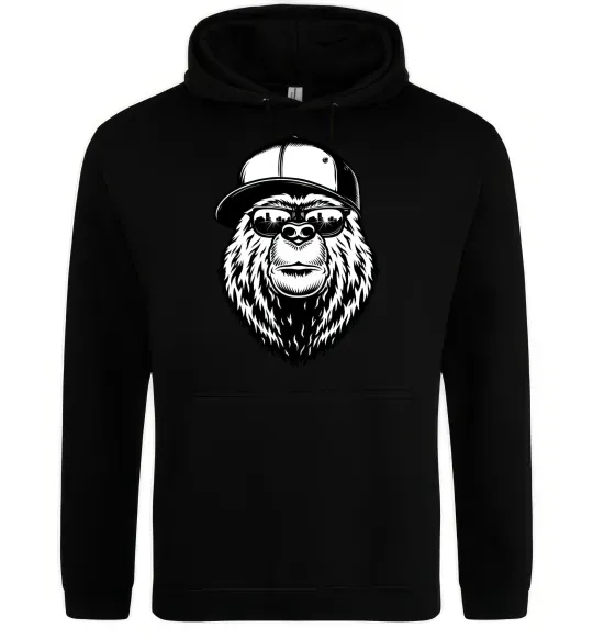 Мужская толстовка (худи) Bear in fullcap Черный фото