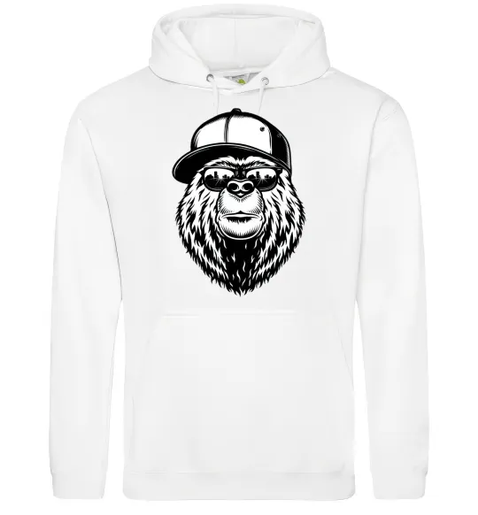 Мужская толстовка (худи) Bear in fullcap Белый фото