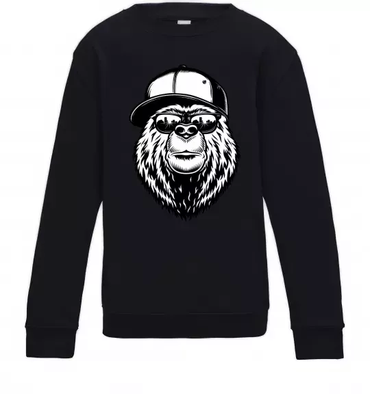 Детский Свитшот Bear in fullcap Черный фото