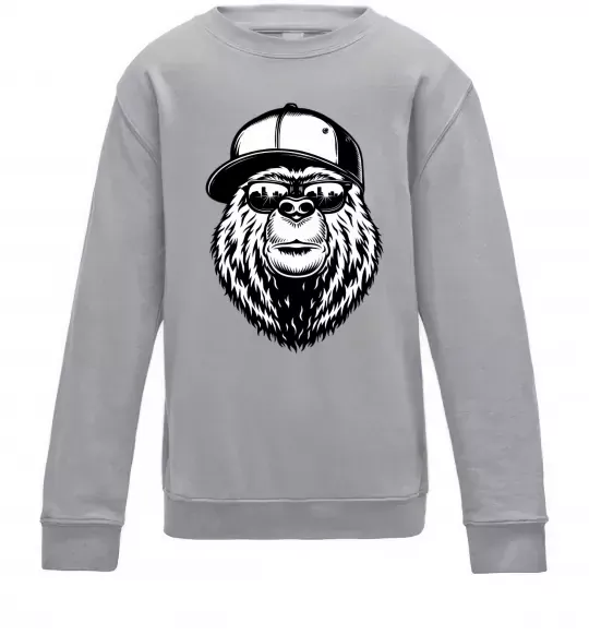 Детский Свитшот Bear in fullcap Серый меланж фото