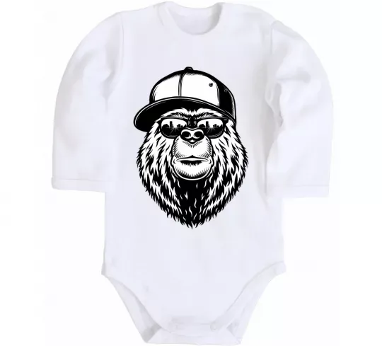 Детский боди Bear in fullcap Белый фото